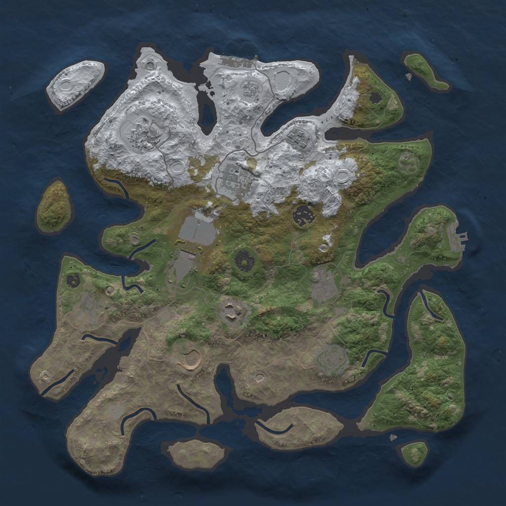 Rust Map: Procedural Map, Size: 3700, Seed: 6274026, 19 Monuments