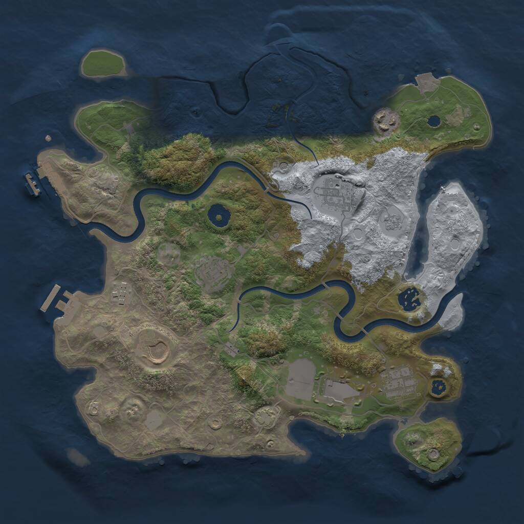 Rust Map: Procedural Map, Size: 3500, Seed: 4608077, 14 Monuments