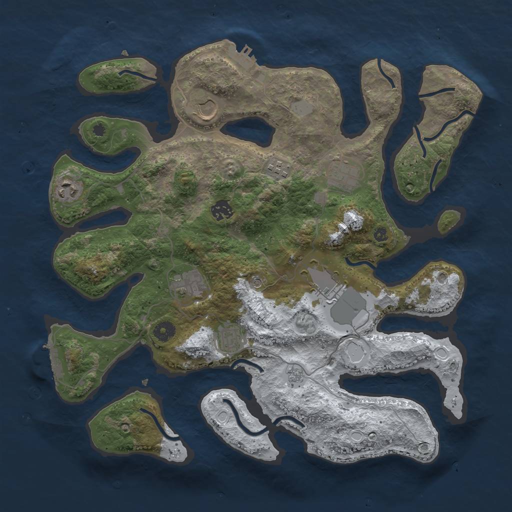 Rust Map: Procedural Map, Size: 3700, Seed: 4705124, 17 Monuments