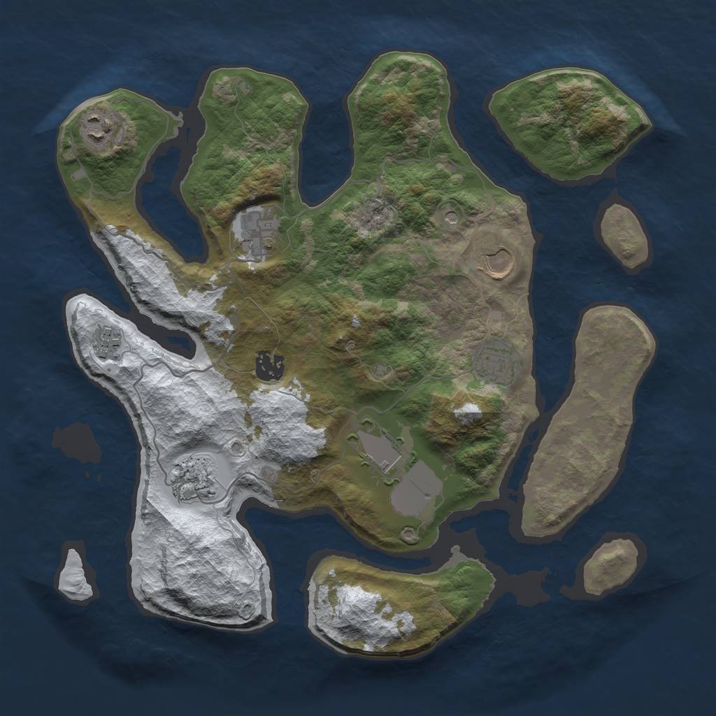 Rust Map: Barren, Size: 3500, Seed: 4944180, 11 Monuments