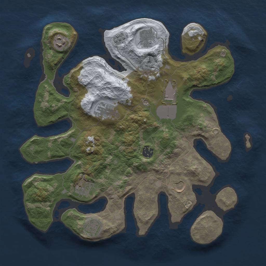 Rust Map: Barren, Size: 3500, Seed: 5524092, 12 Monuments