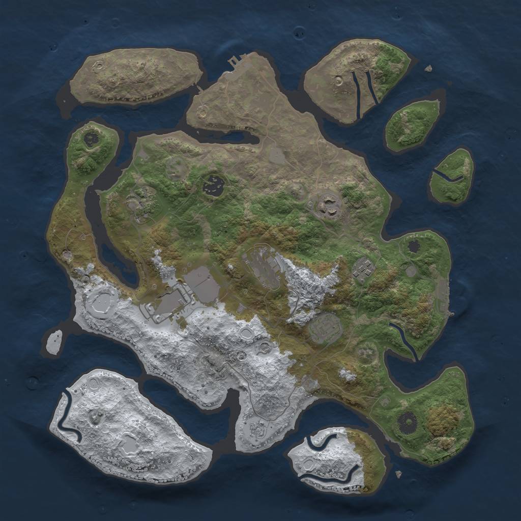 Rust Map: Procedural Map, Size: 3700, Seed: 65660, 16 Monuments