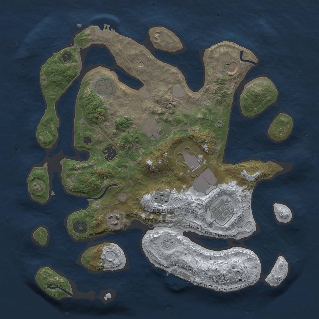 Rust Map: Procedural Map, Size: 3500, Seed: 5034145, 17 Monuments