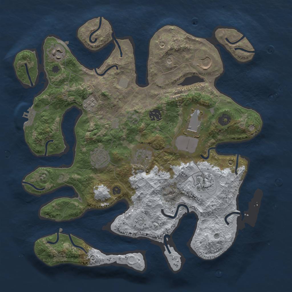 Rust Map: Procedural Map, Size: 3500, Seed: 593172, 16 Monuments