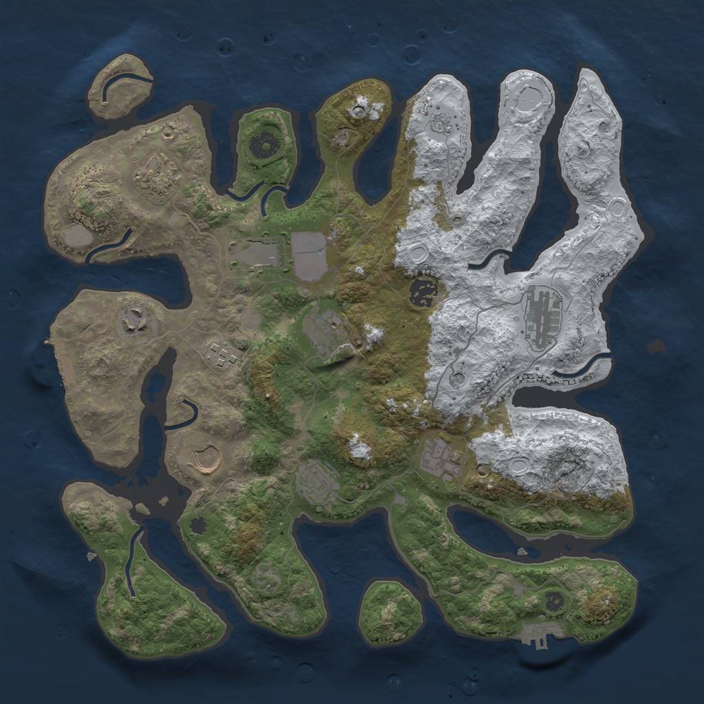 Rust Map: Procedural Map, Size: 3700, Seed: 1444104129, 19 Monuments