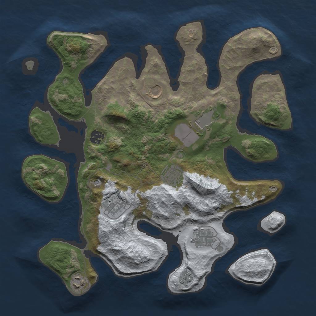 Rust Map: Barren, Size: 3500, Seed: 926453, 11 Monuments