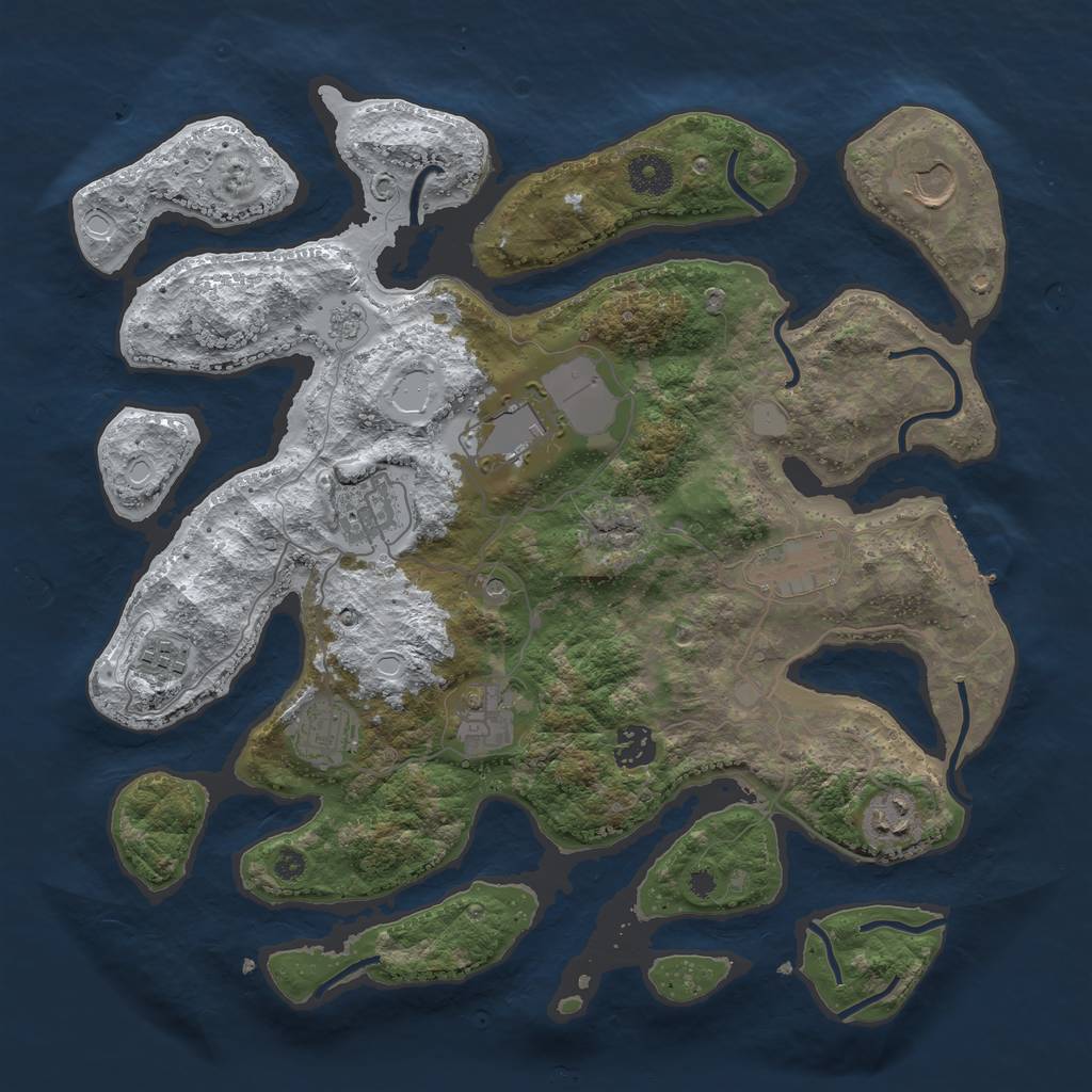 Rust Map: Procedural Map, Size: 3700, Seed: 3415456, 17 Monuments