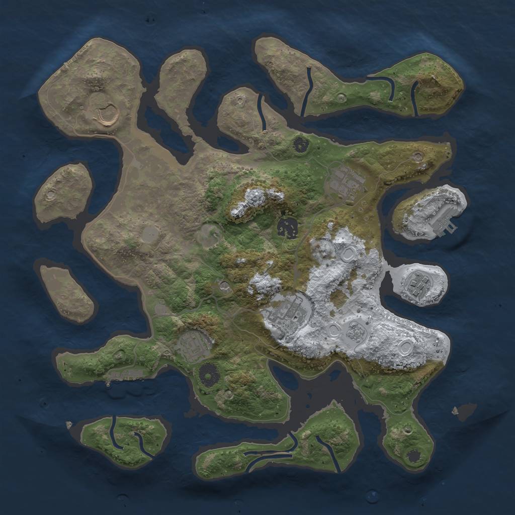 Rust Map: Procedural Map, Size: 3500, Seed: 1373032, 15 Monuments