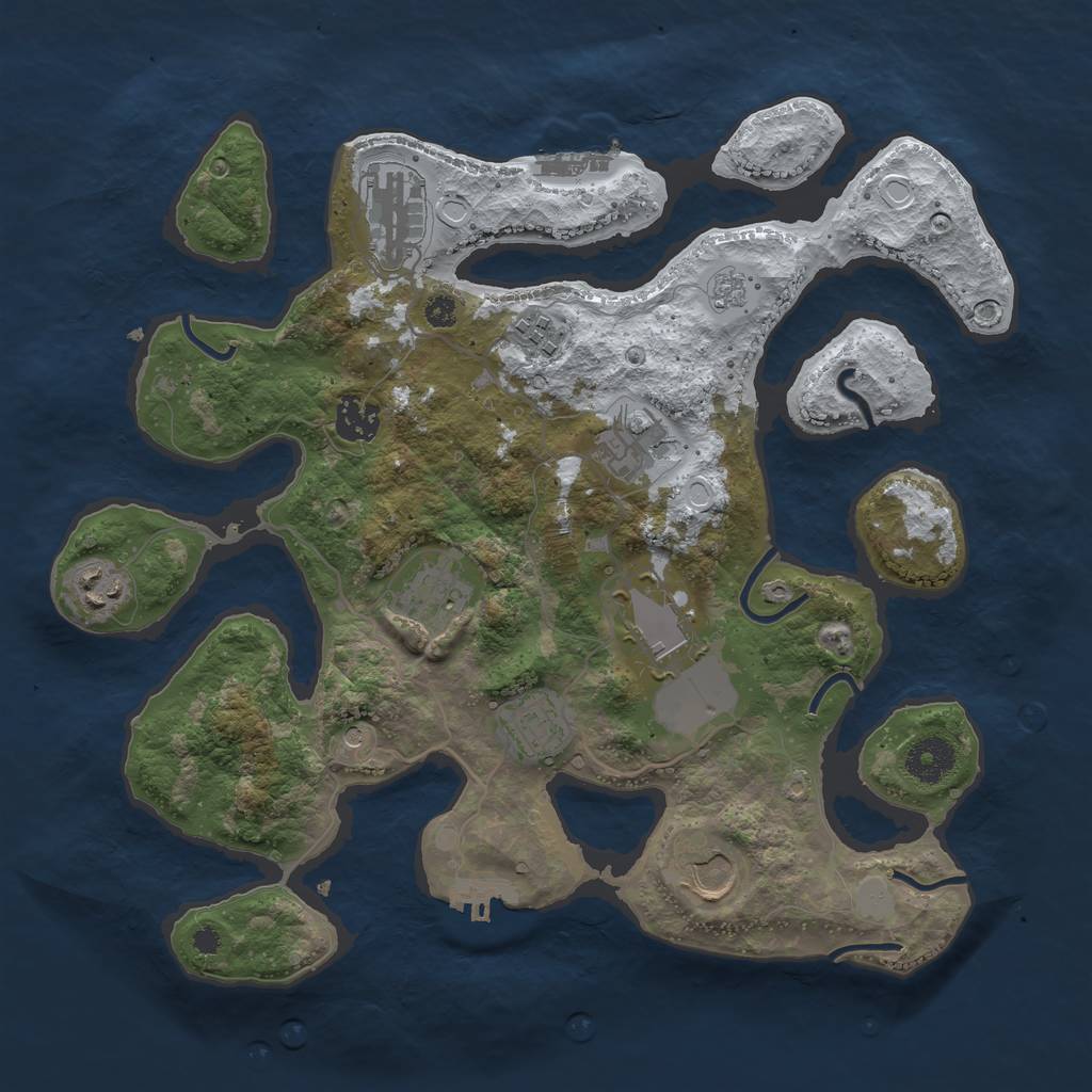 Rust Map: Procedural Map, Size: 3500, Seed: 4429670, 18 Monuments