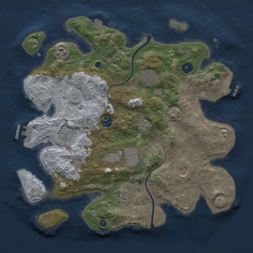 Rust Map: Procedural Map, Size: 3500, Seed: 344000, 14 Monuments