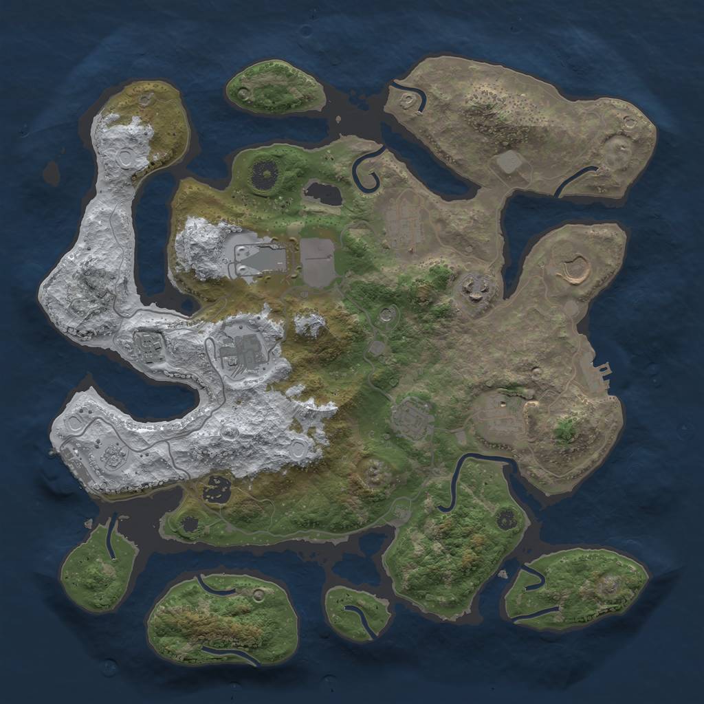 Rust Map: Procedural Map, Size: 3700, Seed: 5834645, 18 Monuments