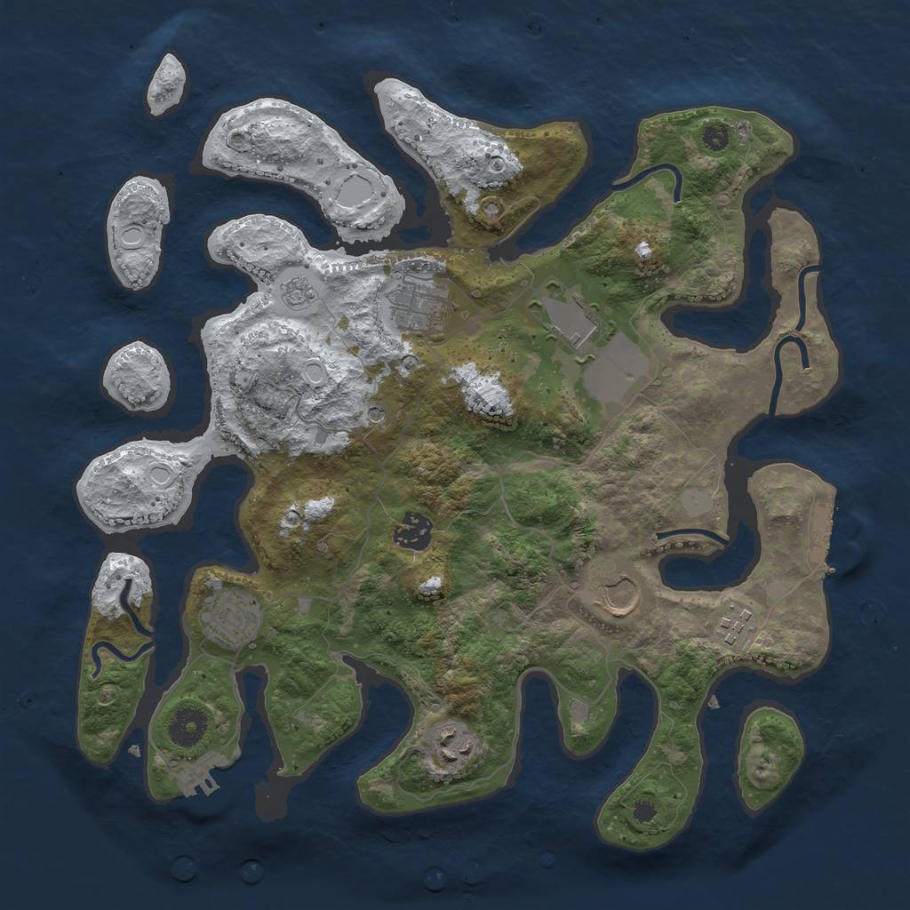 Rust Map: Procedural Map, Size: 3550, Seed: 477455, 16 Monuments