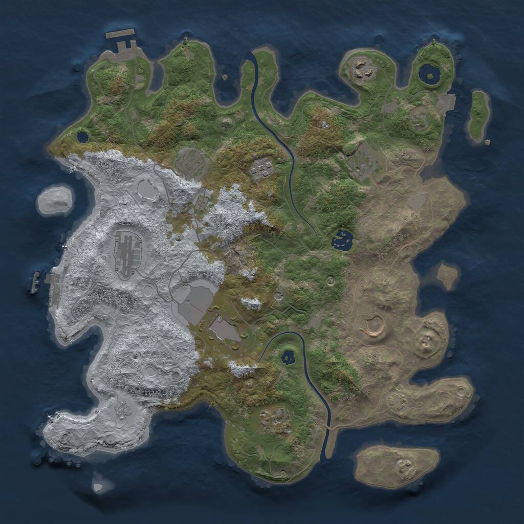 Rust Map: Procedural Map, Size: 3700, Seed: 3165190, 15 Monuments