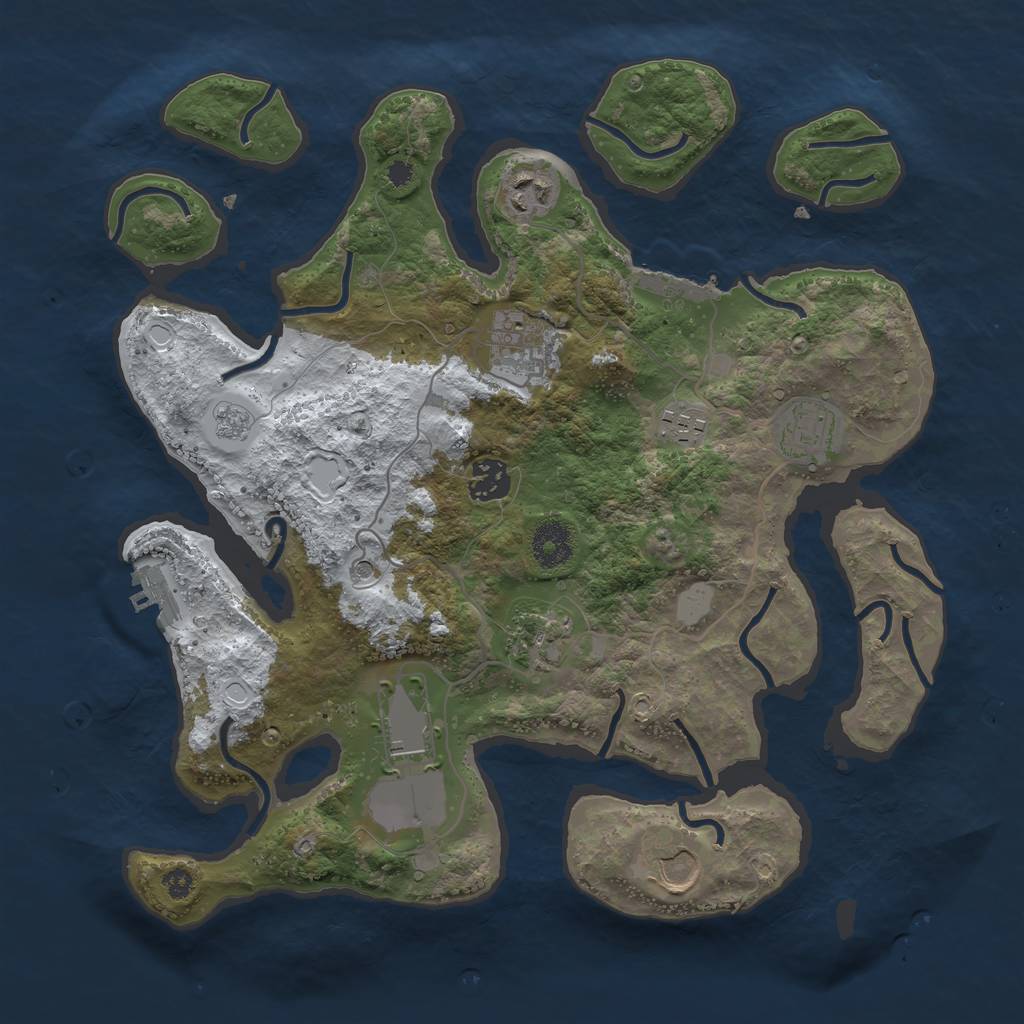Rust Map: Procedural Map, Size: 3500, Seed: 3900935, 17 Monuments