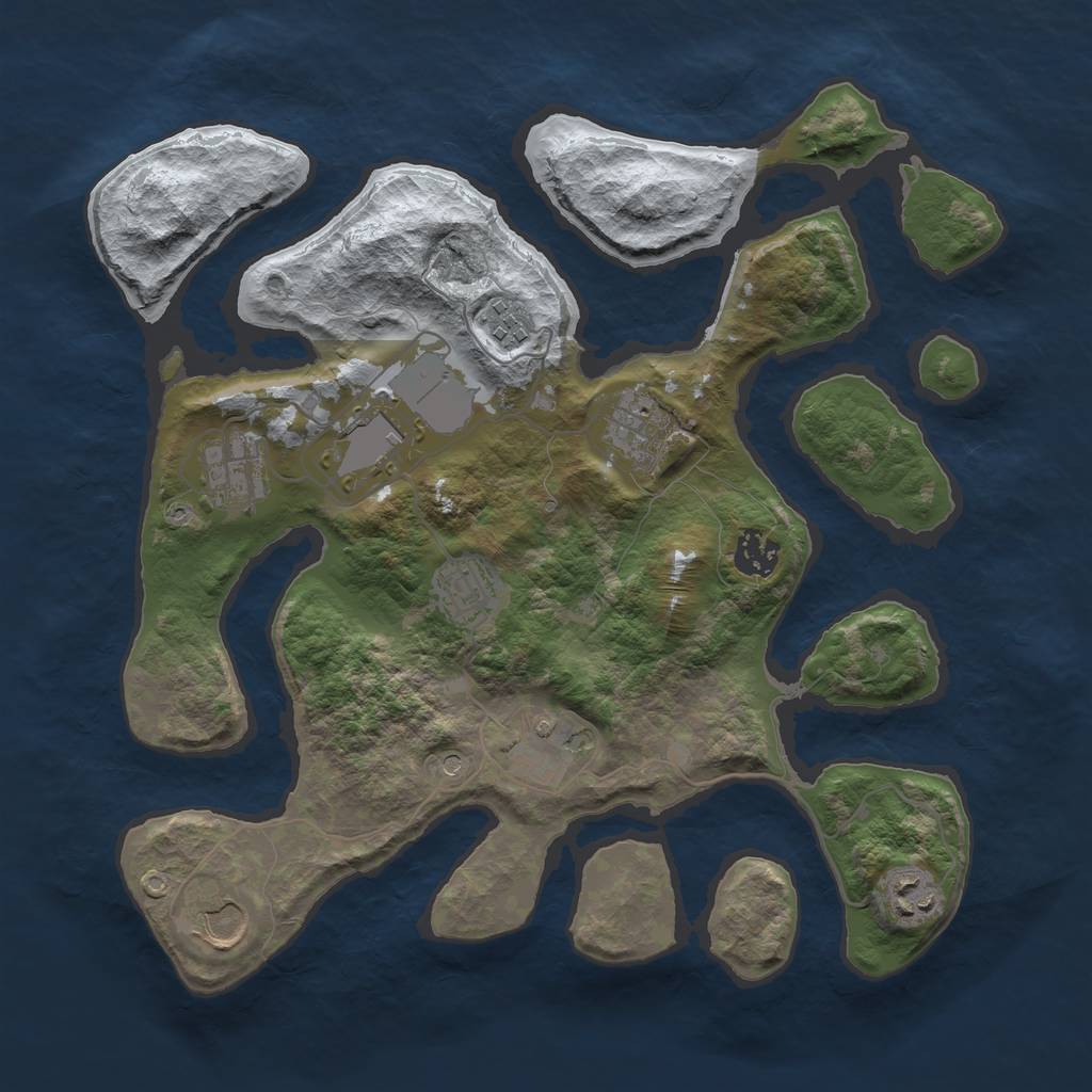 Rust Map: Barren, Size: 3500, Seed: 2661285, 12 Monuments
