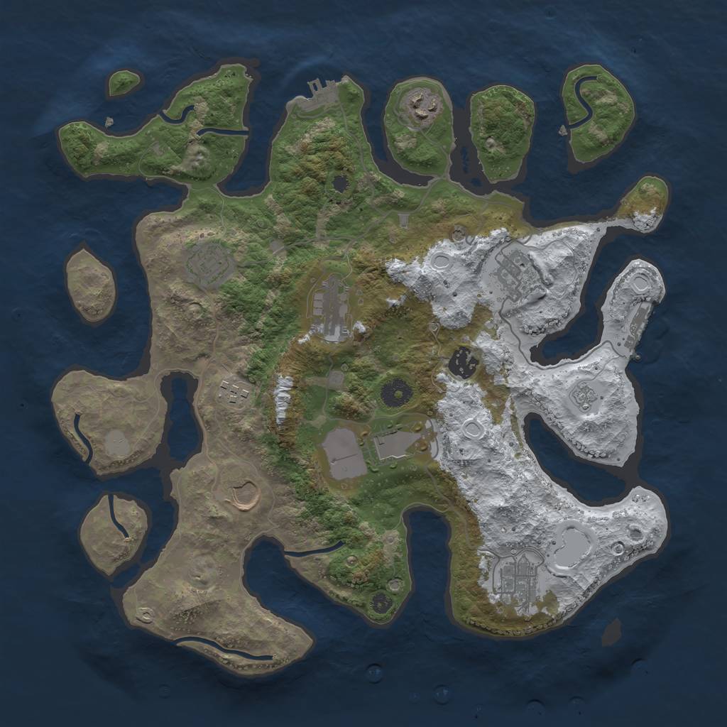 Rust Map: Procedural Map, Size: 3700, Seed: 1435613, 18 Monuments