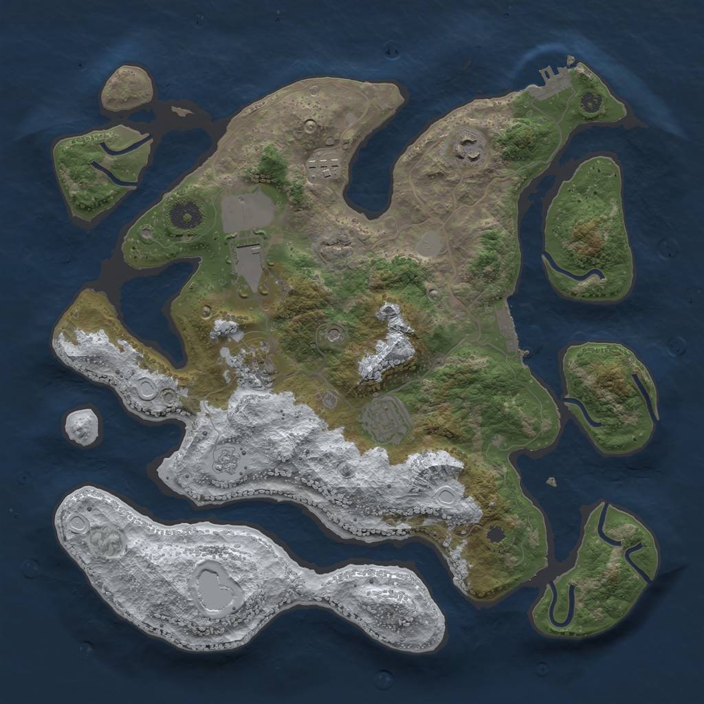 Rust Map: Procedural Map, Size: 3500, Seed: 3744519, 14 Monuments