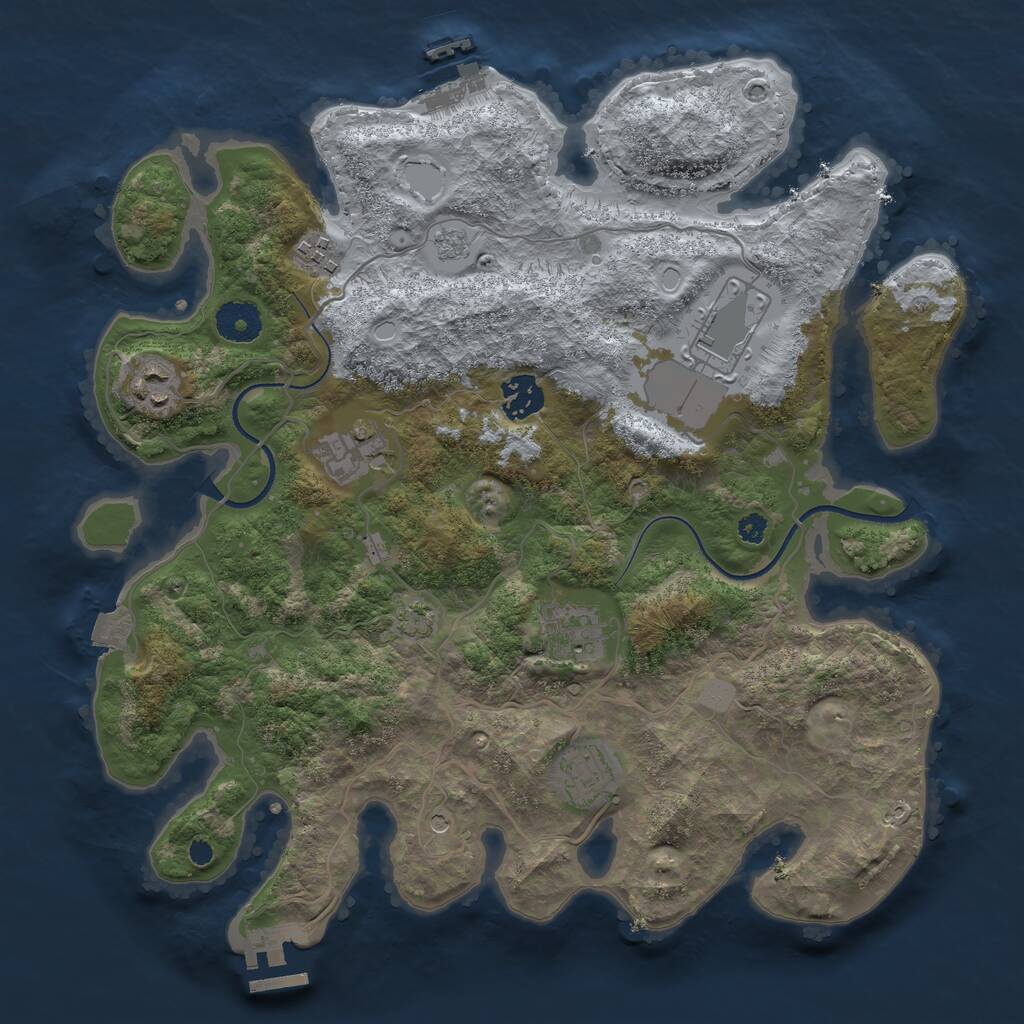 Rust Map: Procedural Map, Size: 3500, Seed: 4551747, 13 Monuments
