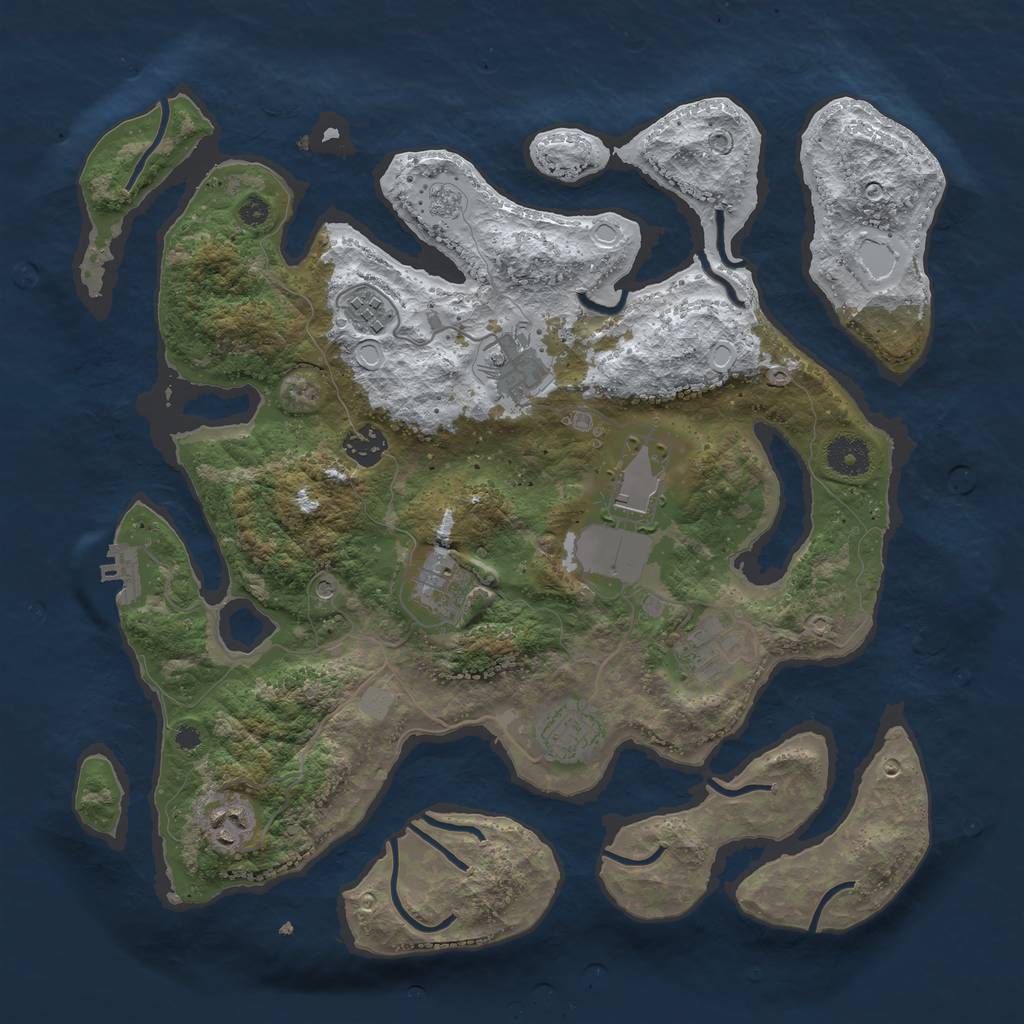 Rust Map: Procedural Map, Size: 3700, Seed: 2262062, 16 Monuments