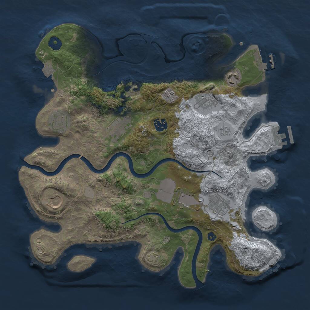 Rust Map: Procedural Map, Size: 3500, Seed: 3524539, 15 Monuments