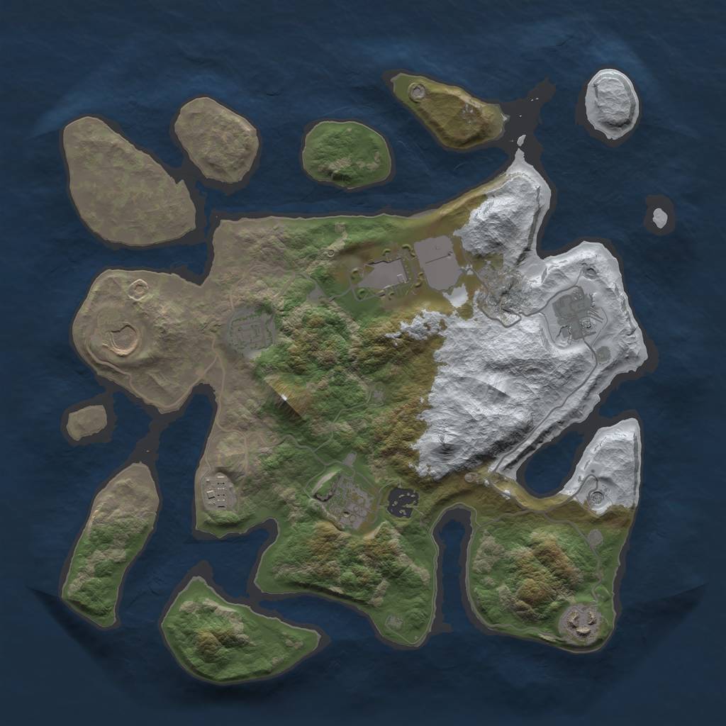 Rust Map: Barren, Size: 3500, Seed: 3228509, 11 Monuments
