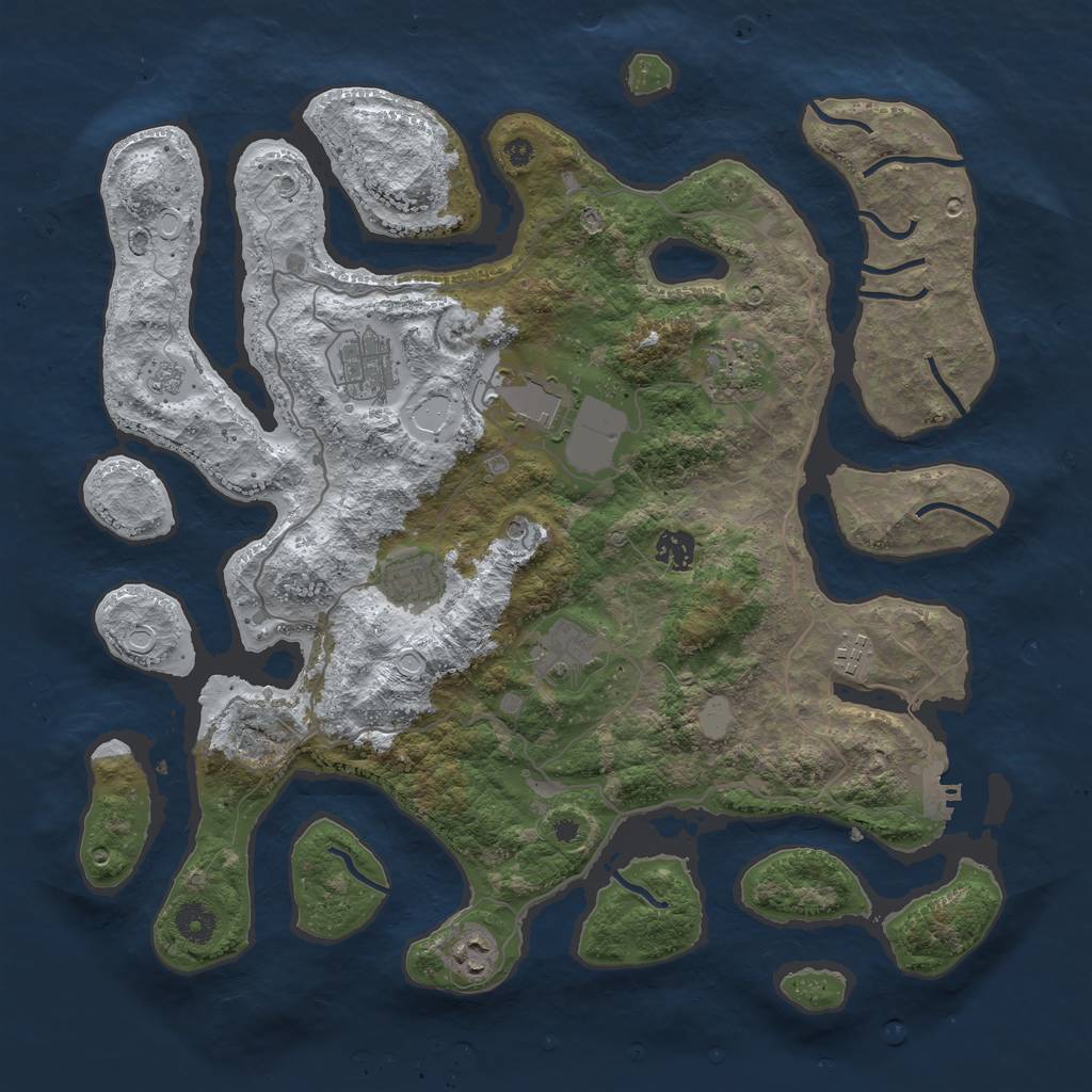 Rust Map: Procedural Map, Size: 4000, Seed: 282450984, 16 Monuments