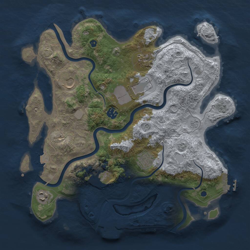 Rust Map: Procedural Map, Size: 3500, Seed: 1997839775, 14 Monuments