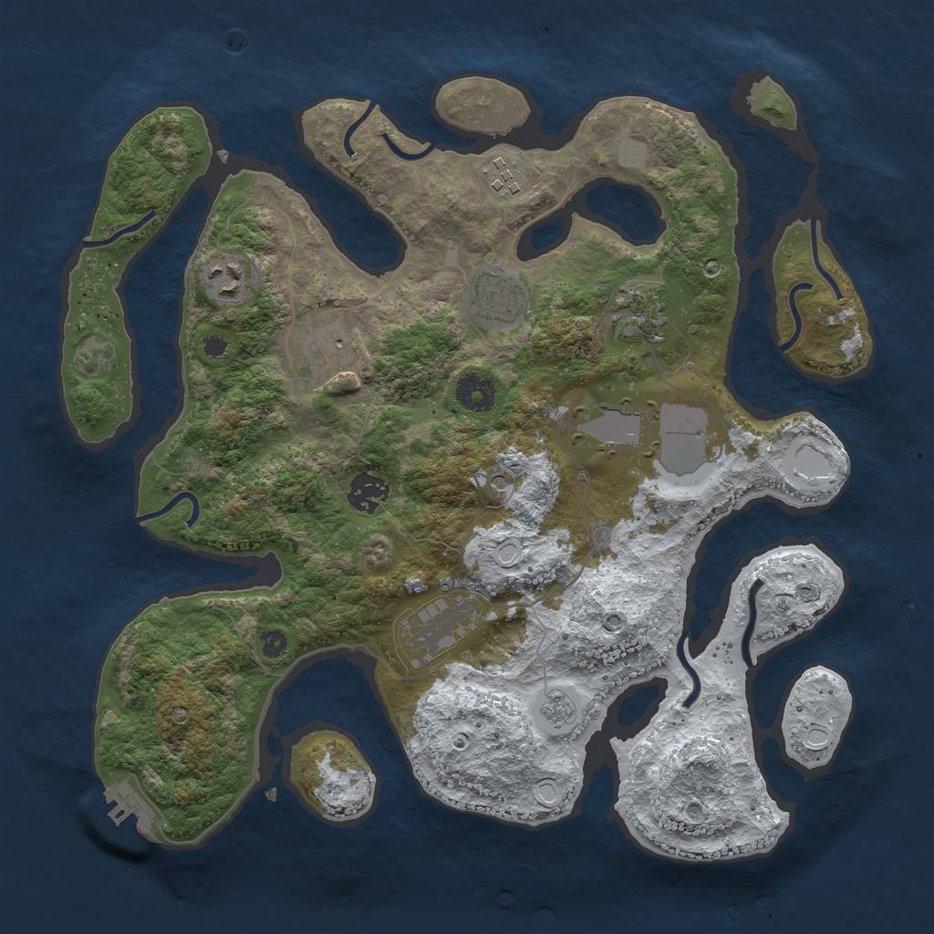 Rust Map: Procedural Map, Size: 3550, Seed: 461301, 16 Monuments