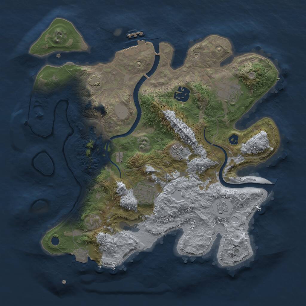 Rust Map: Procedural Map, Size: 3000, Seed: 22127, 9 Monuments