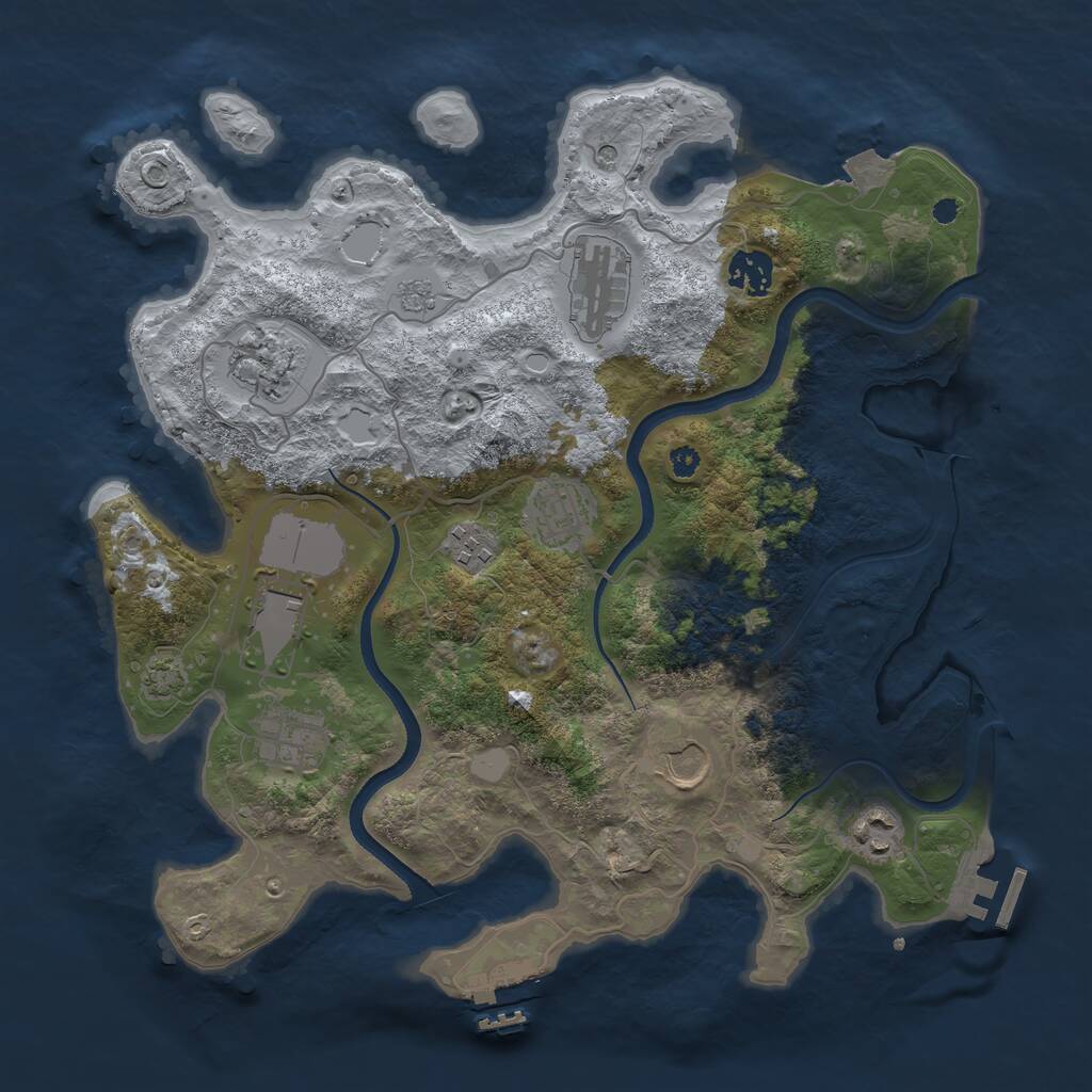 Rust Map: Procedural Map, Size: 3550, Seed: 55977, 15 Monuments