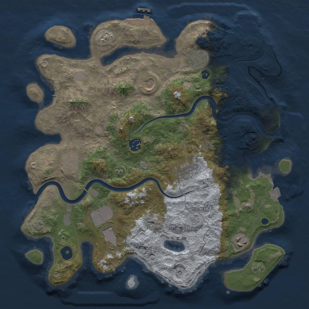 Rust Map: Procedural Map, Size: 3700, Seed: 2563524, 13 Monuments
