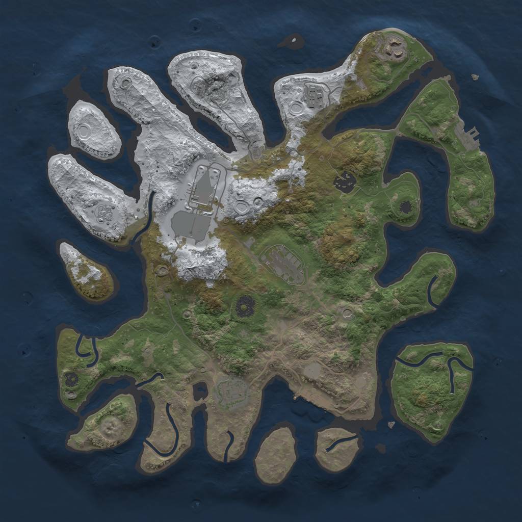 Rust Map: Procedural Map, Size: 3700, Seed: 3457379, 15 Monuments