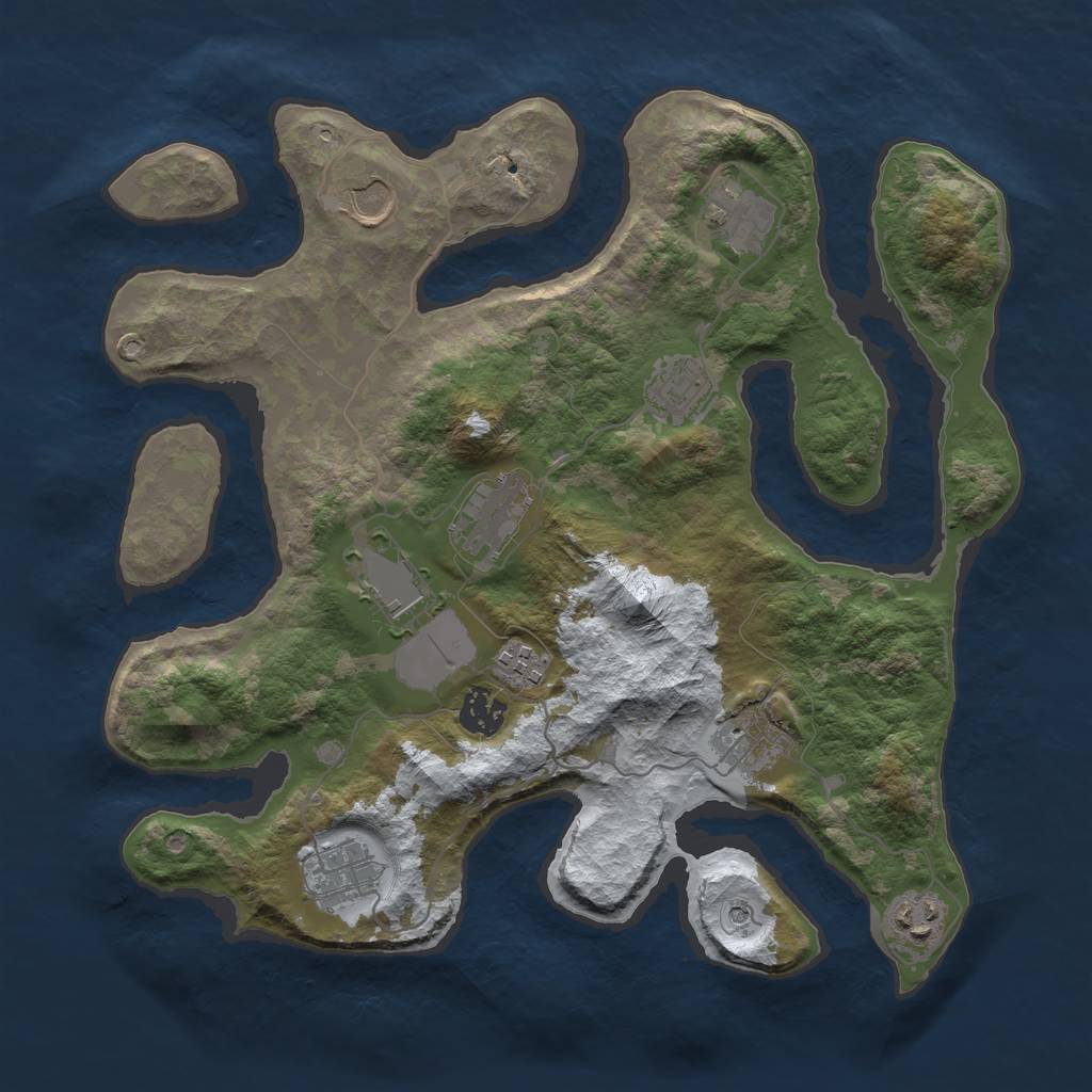 Rust Map: Barren, Size: 3500, Seed: 4199589, 13 Monuments