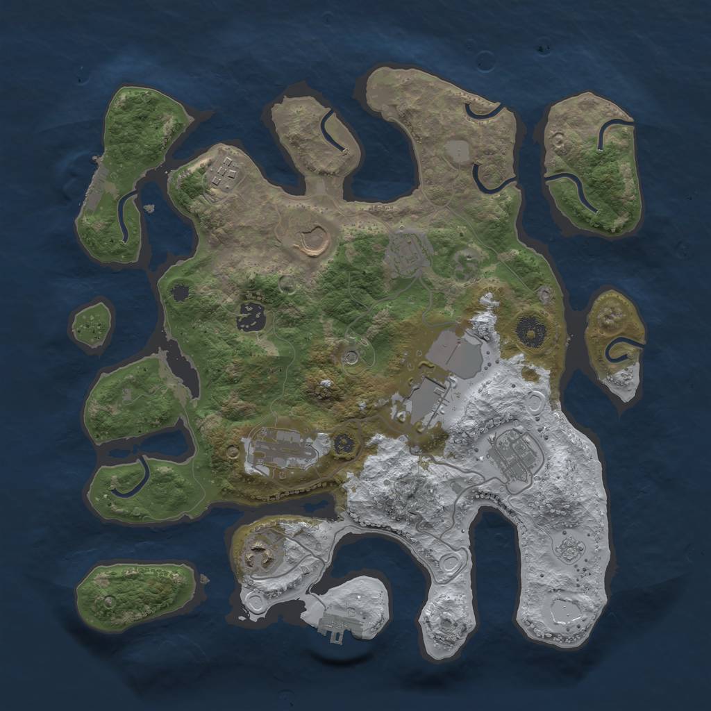 Rust Map: Procedural Map, Size: 3500, Seed: 4813246, 17 Monuments