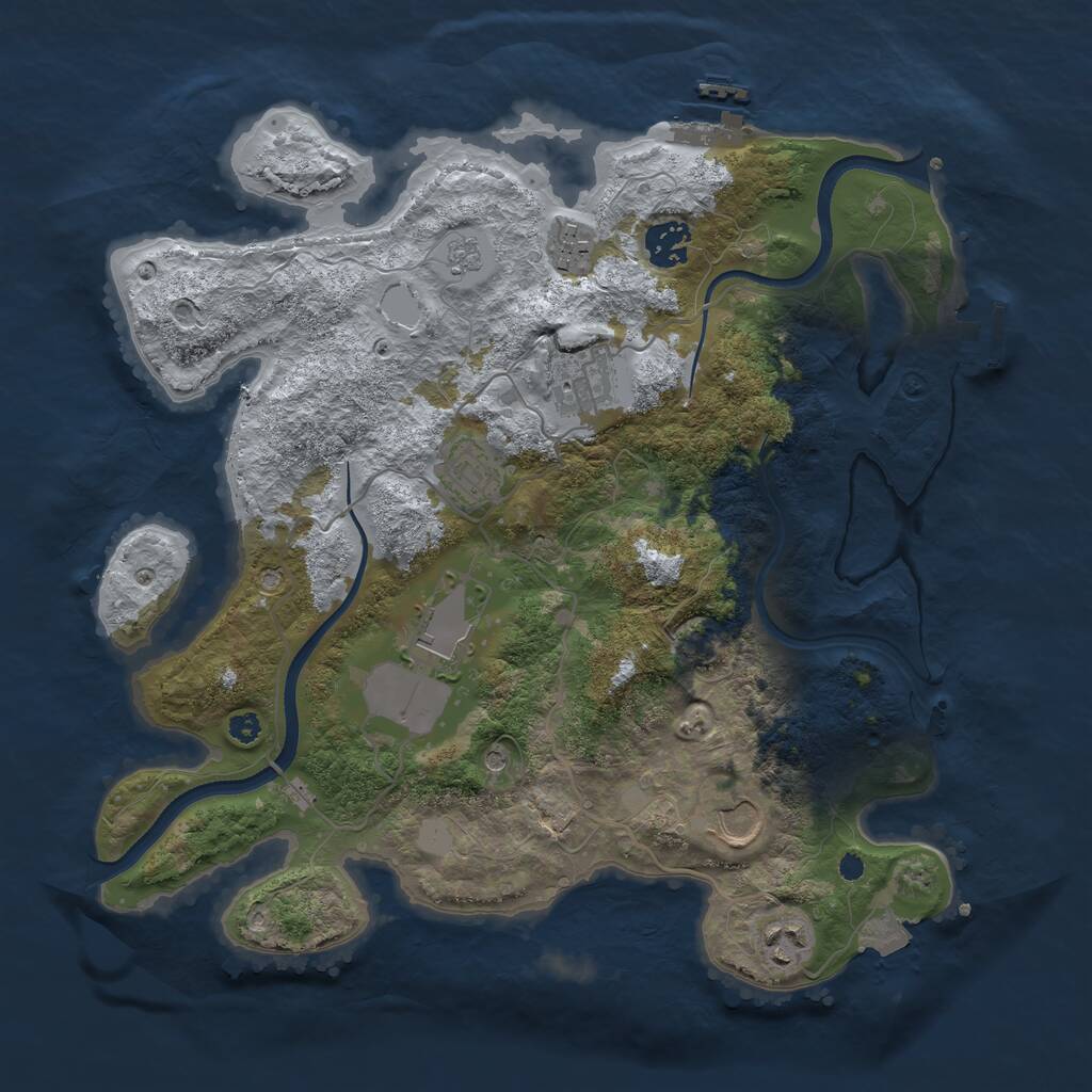 Rust Map: Procedural Map, Size: 3500, Seed: 2196995, 13 Monuments