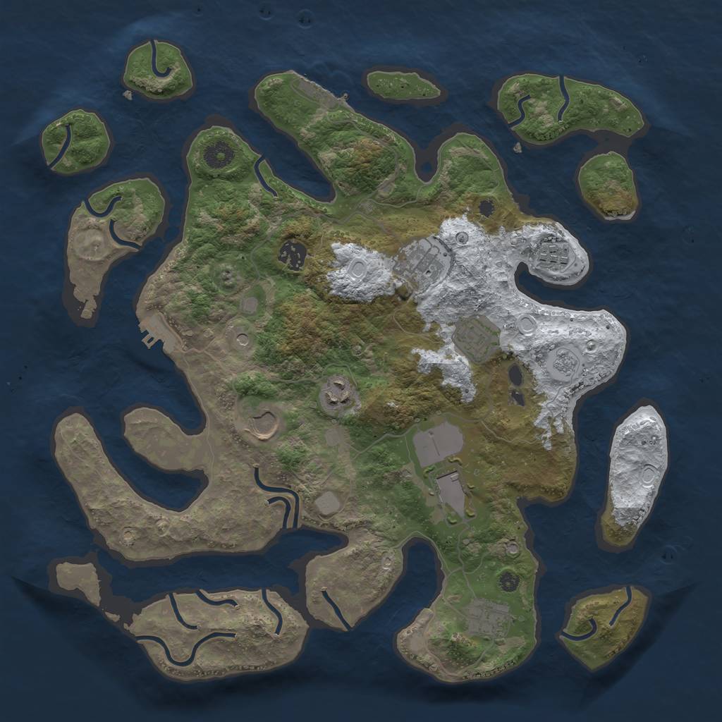 Rust Map: Procedural Map, Size: 3800, Seed: 2314, 17 Monuments