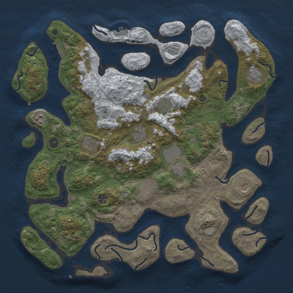 Rust Map: Procedural Map, Size: 4500, Seed: 5212, 19 Monuments