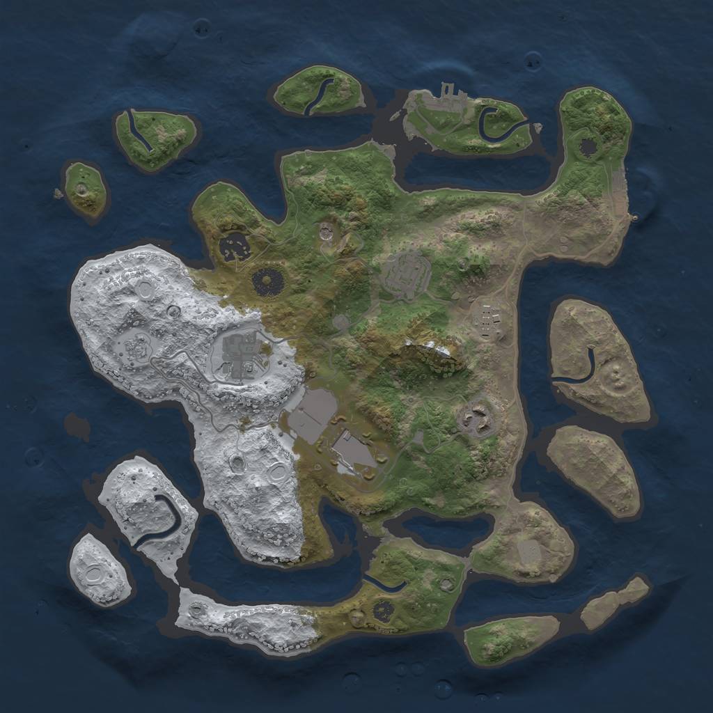 Rust Map: Procedural Map, Size: 3500, Seed: 114984933, 15 Monuments