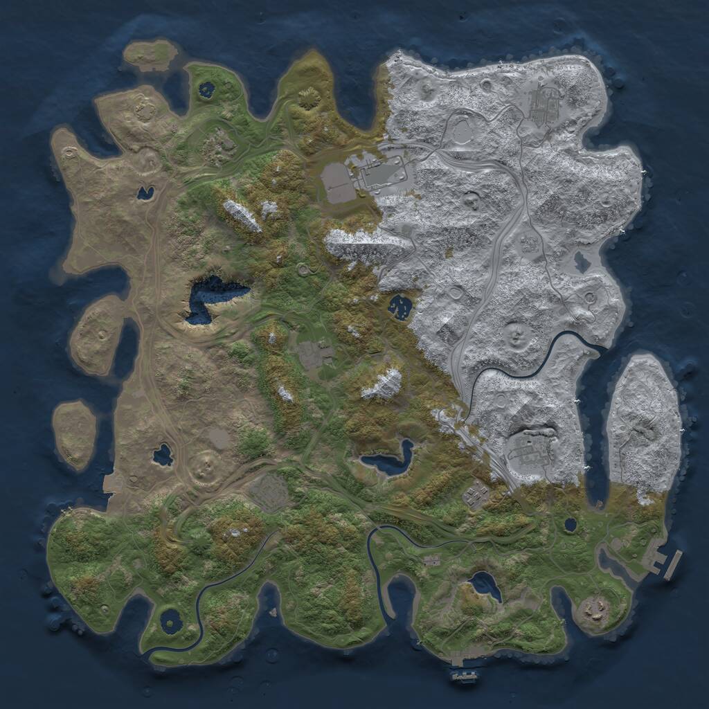 Rust Map: Procedural Map, Size: 4500, Seed: 4043321, 15 Monuments