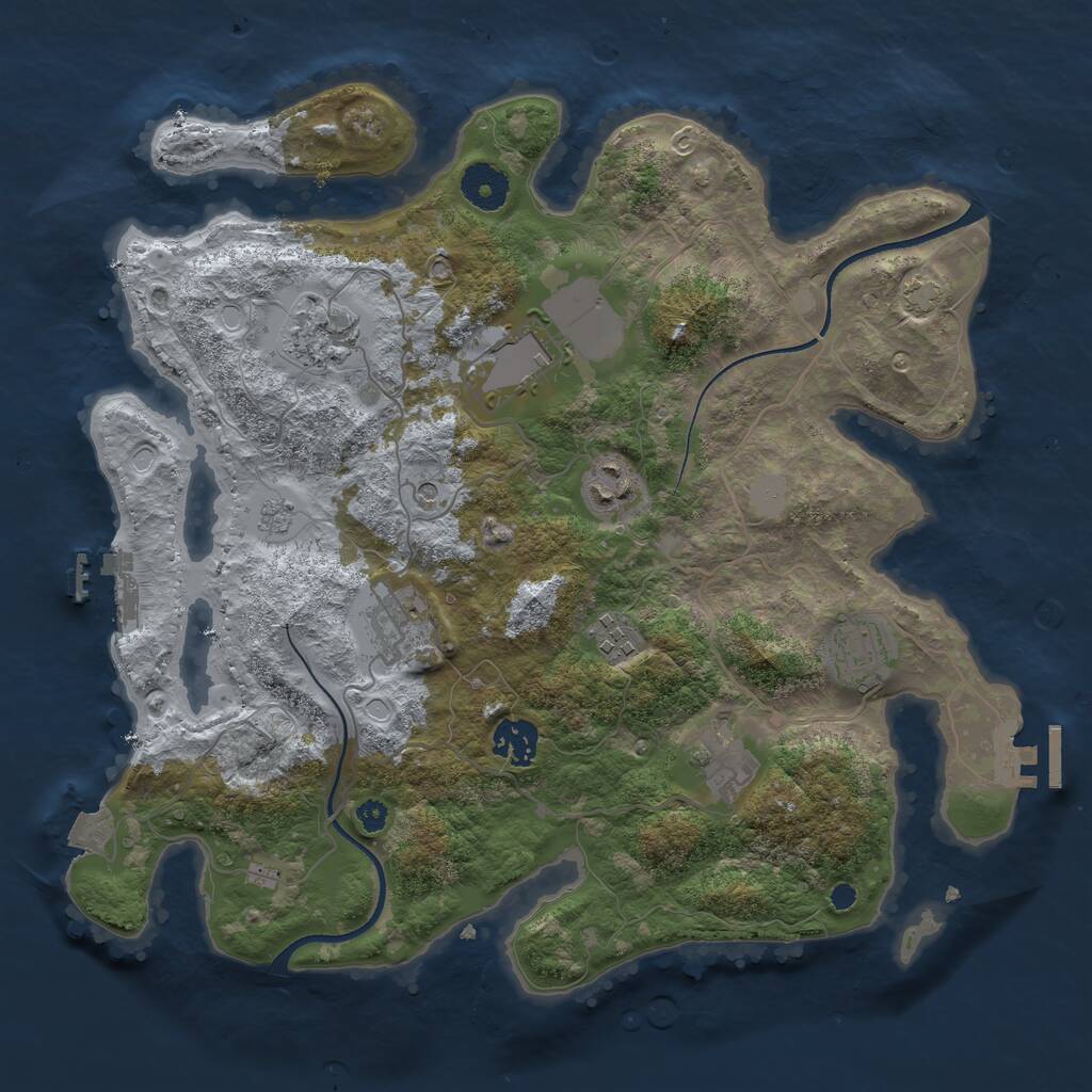 Rust Map: Procedural Map, Size: 3500, Seed: 3702621, 14 Monuments