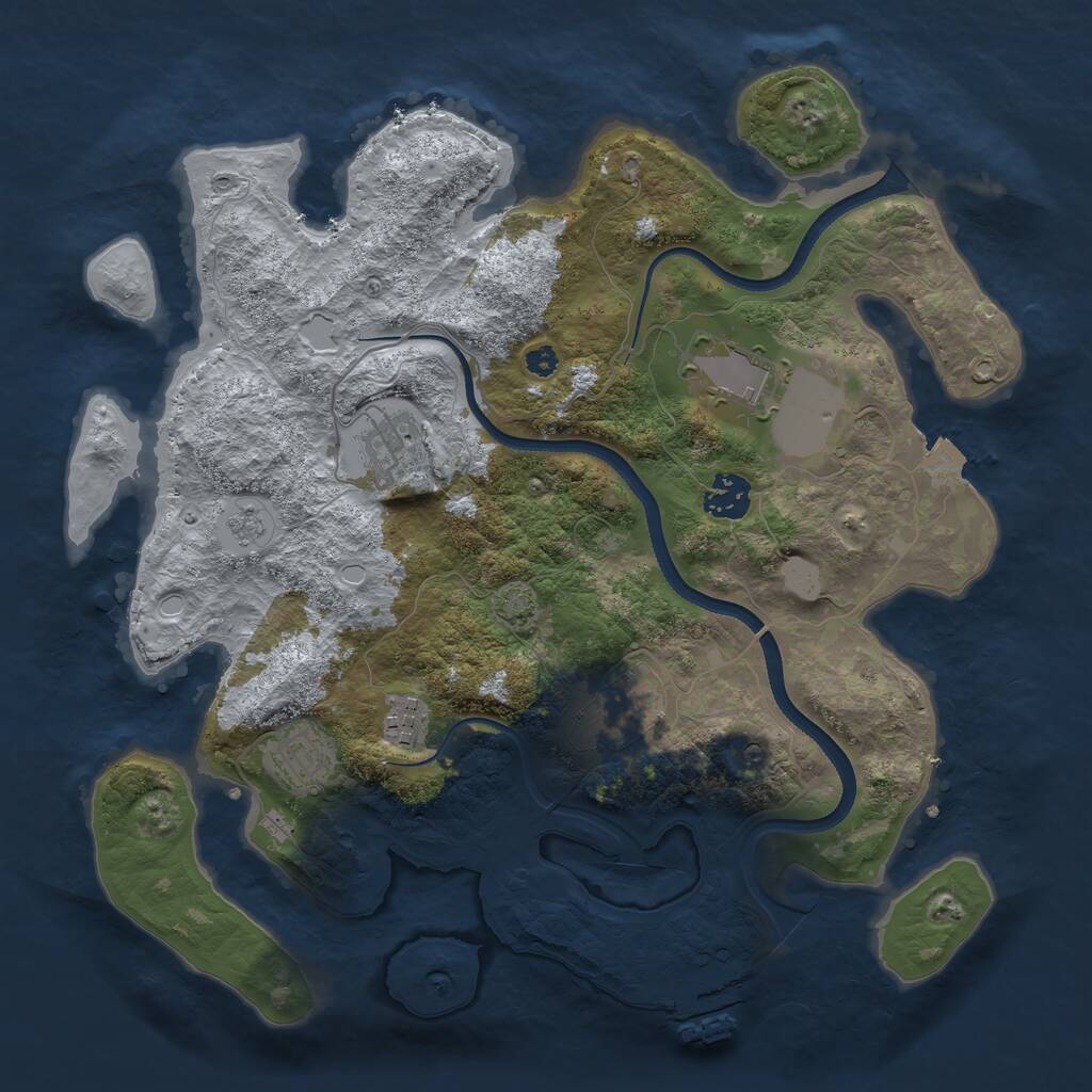 Rust Map: Procedural Map, Size: 3500, Seed: 80428342, 11 Monuments