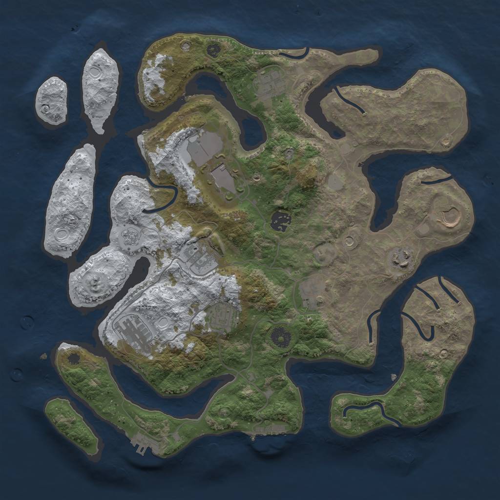 Rust Map: Procedural Map, Size: 3700, Seed: 5779955, 18 Monuments