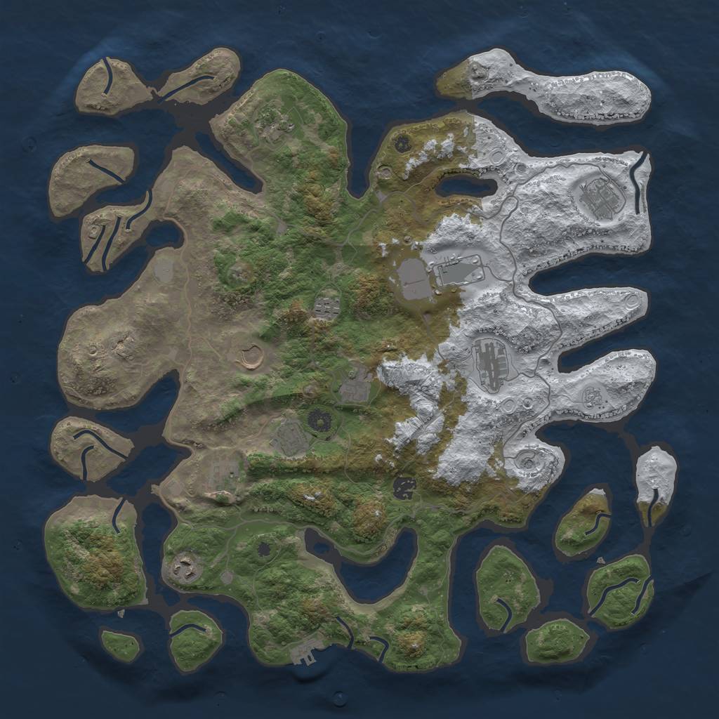 Rust Map: Procedural Map, Size: 4500, Seed: 4258606, 19 Monuments