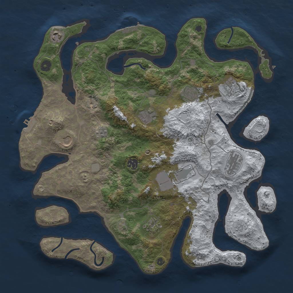 Rust Map: Procedural Map, Size: 4000, Seed: 296924943, 19 Monuments