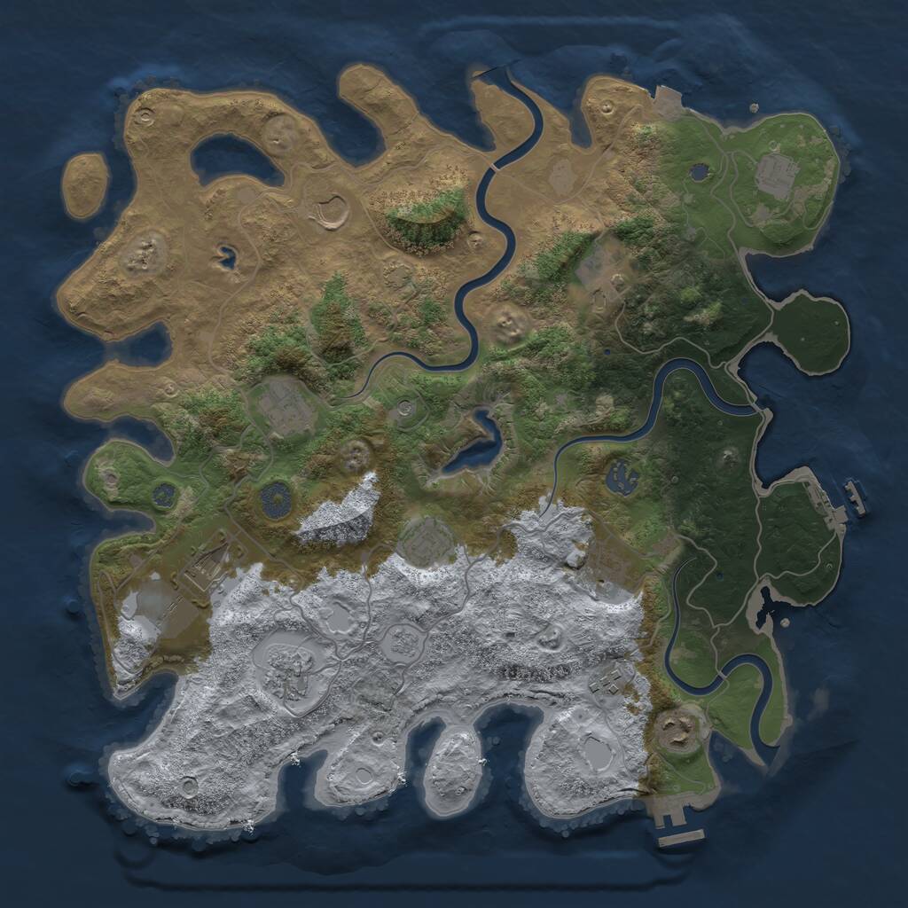 Rust Map: Procedural Map, Size: 4000, Seed: 68052369, 18 Monuments