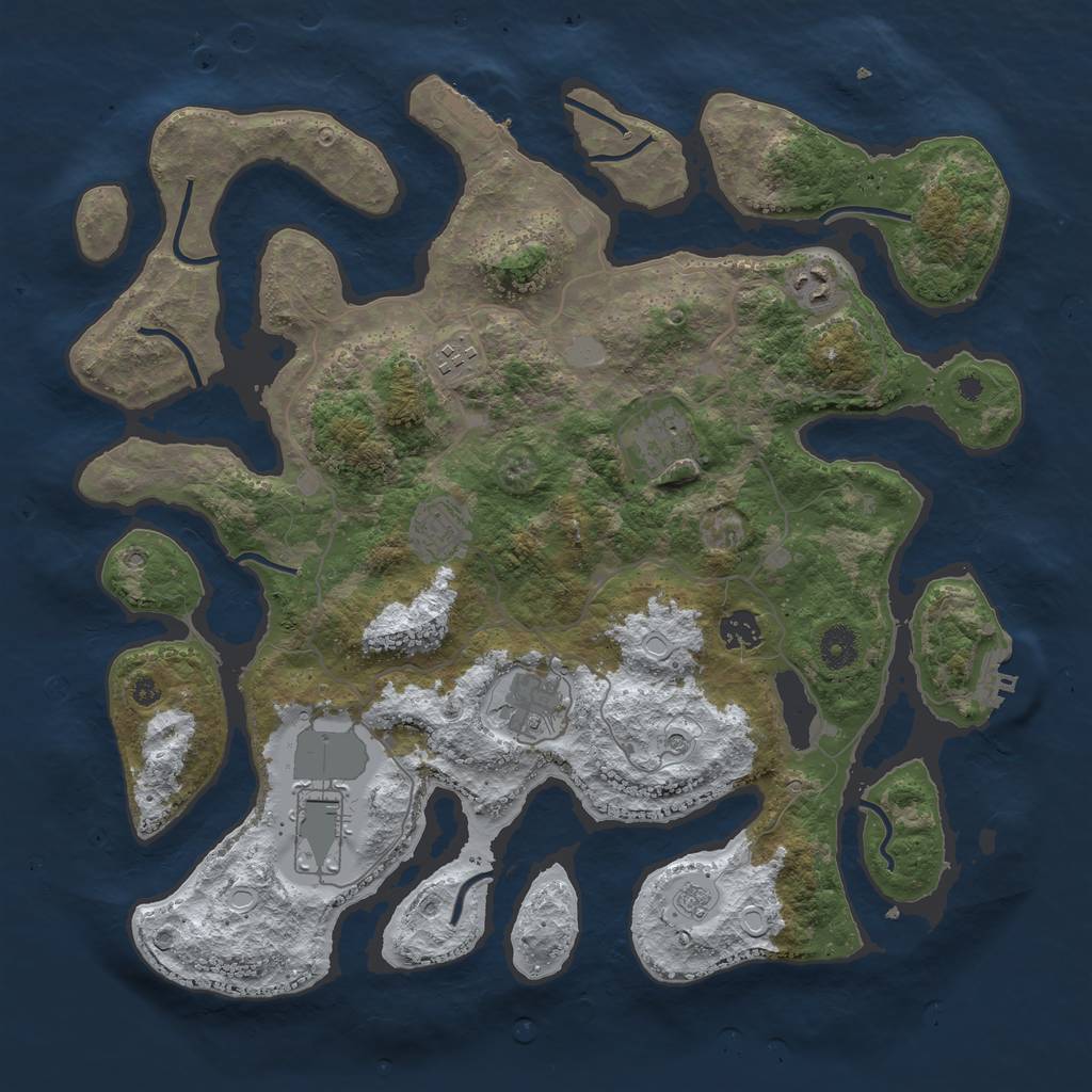 Rust Map: Procedural Map, Size: 4000, Seed: 68052369, 16 Monuments