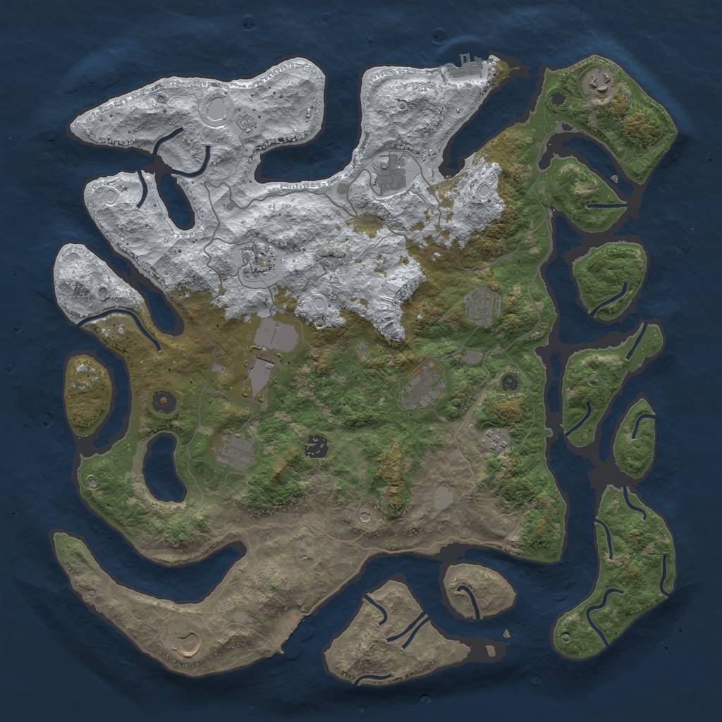 Rust Map: Procedural Map, Size: 4500, Seed: 4277300, 19 Monuments