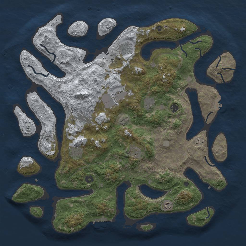 Rust Map: Procedural Map, Size: 4500, Seed: 404570, 18 Monuments
