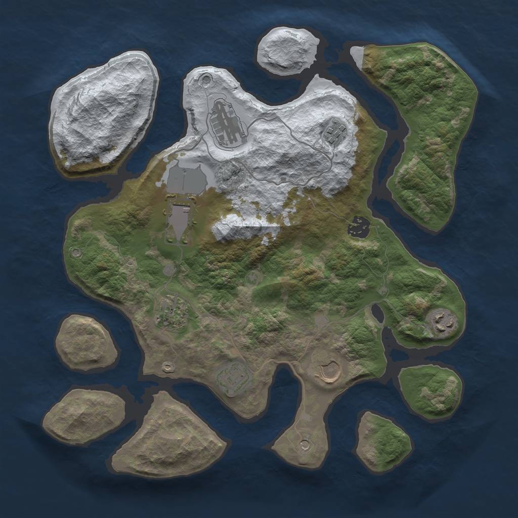 Rust Map: Barren, Size: 3500, Seed: 3483766, 11 Monuments