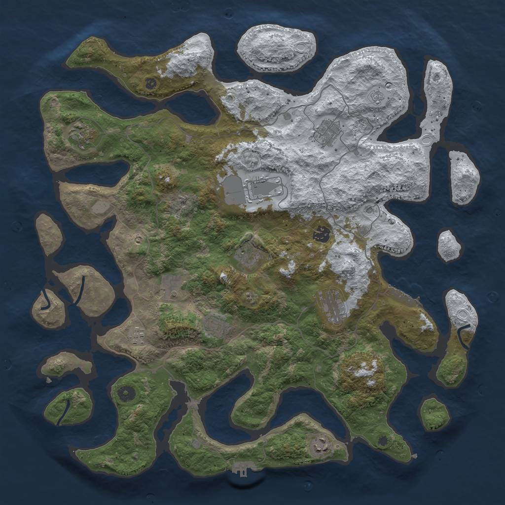 Rust Map: Procedural Map, Size: 4500, Seed: 3077650, 19 Monuments